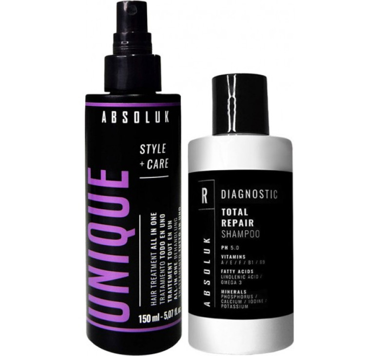 Набір для волосся Absoluk Duo Pack Багатофункціональний спрей 150 мл + відновлюючий шампунь 100 мл у подарунок