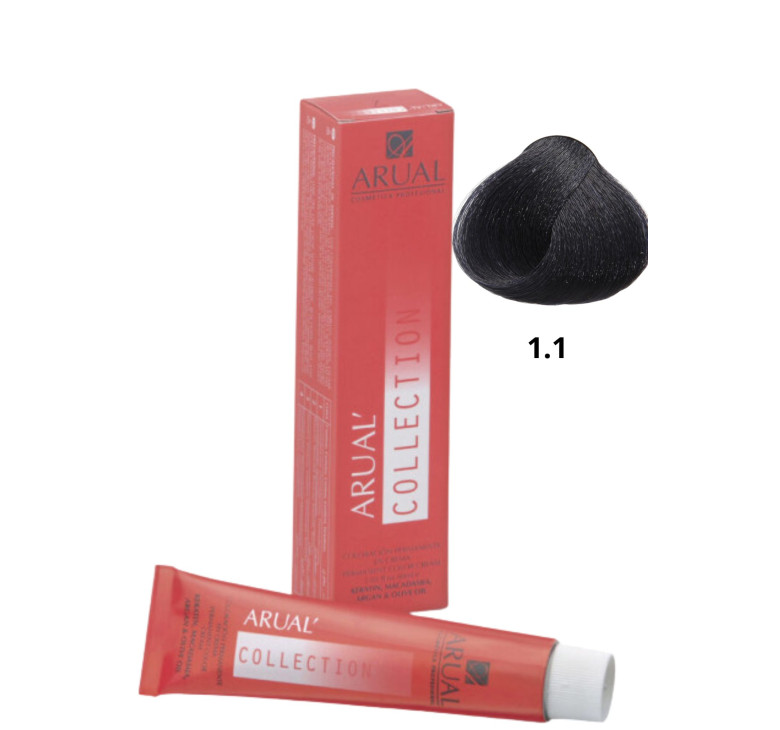 Фарба для волосся Permanent Coloration ARUAL Collection 1.1 - синьо-чорний 60мл