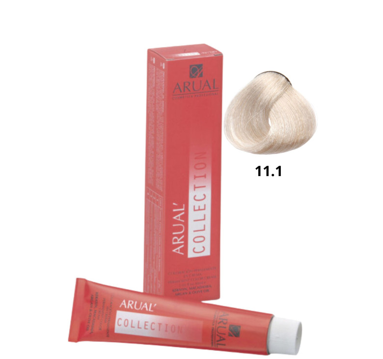 Фарба для волосся Permanent Coloration ARUAL Collection 11.1 - дуже світлий попелястий блонд 60мл