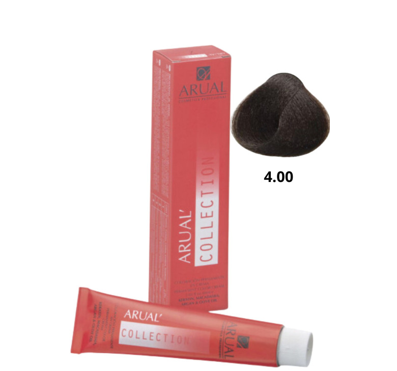 Фарба для волосся Permanent Coloration ARUAL Collection 4.00 - інтенсивний середній каштан 60мл