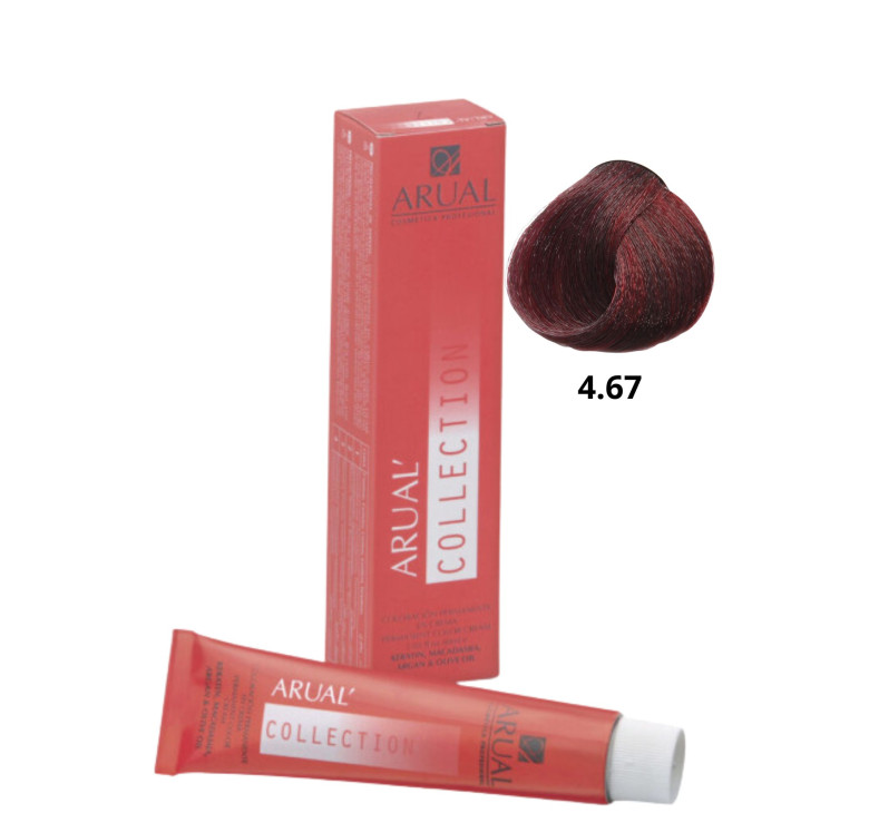 Фарба для волосся Permanent Coloration ARUAL Collection 4.67 - середній фіолетовий червоно-коричневий 60мл