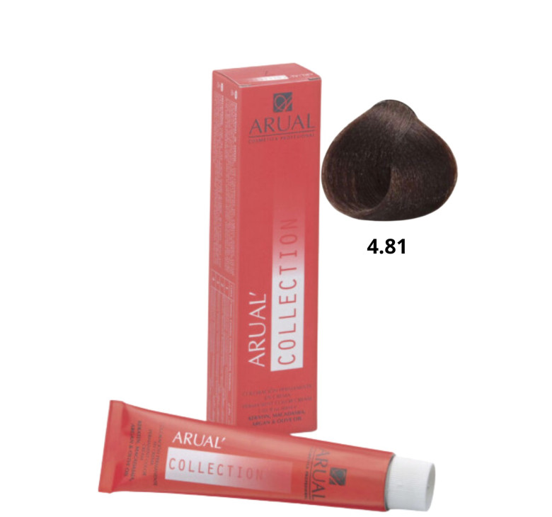 Фарба для волосся Permanent Coloration ARUAL Collection 4.81 - середньо-попелястий каштан  60мл