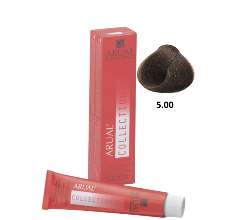 Фарба для волосся Permanent Coloration ARUAL Collection 5.00 -  інтенсивний світло-каштановий   60мл