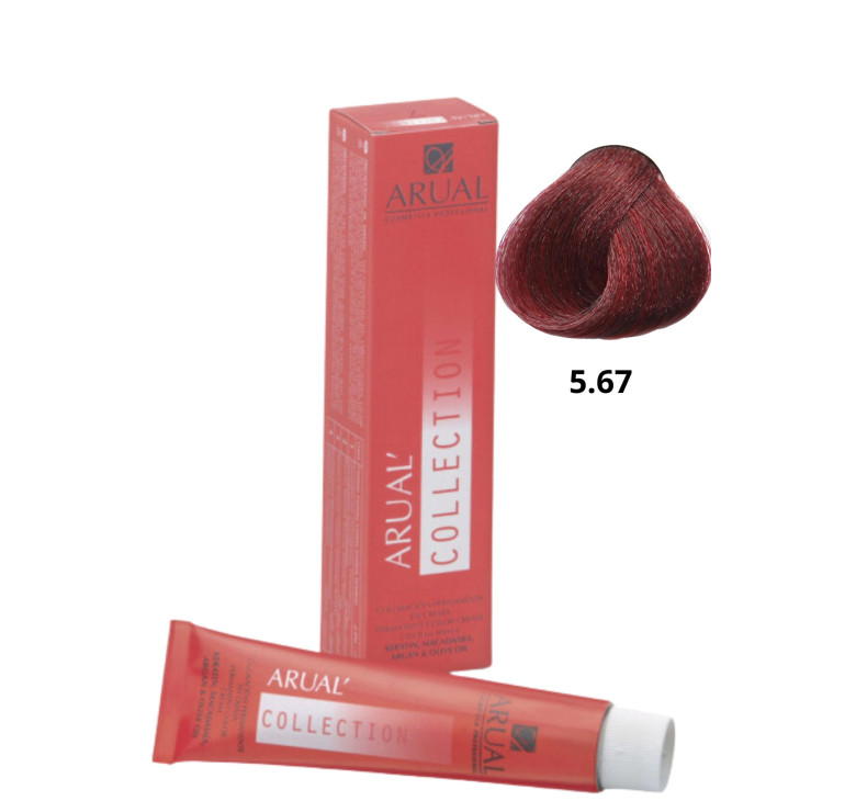 Фарба для волосся Permanent Coloration ARUAL Collection 5.67 -світлий фіолетовий червоно-коричневий 60мл