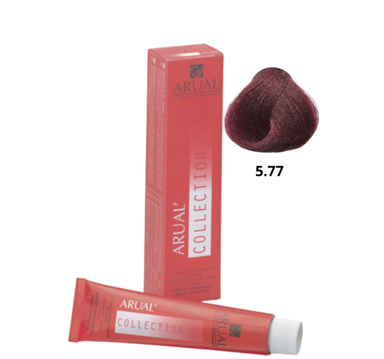 Фарба для волосся Permanent Coloration ARUAL Collection 5.77 - інтенсивний світлий фіолетово-коричневий  60мл