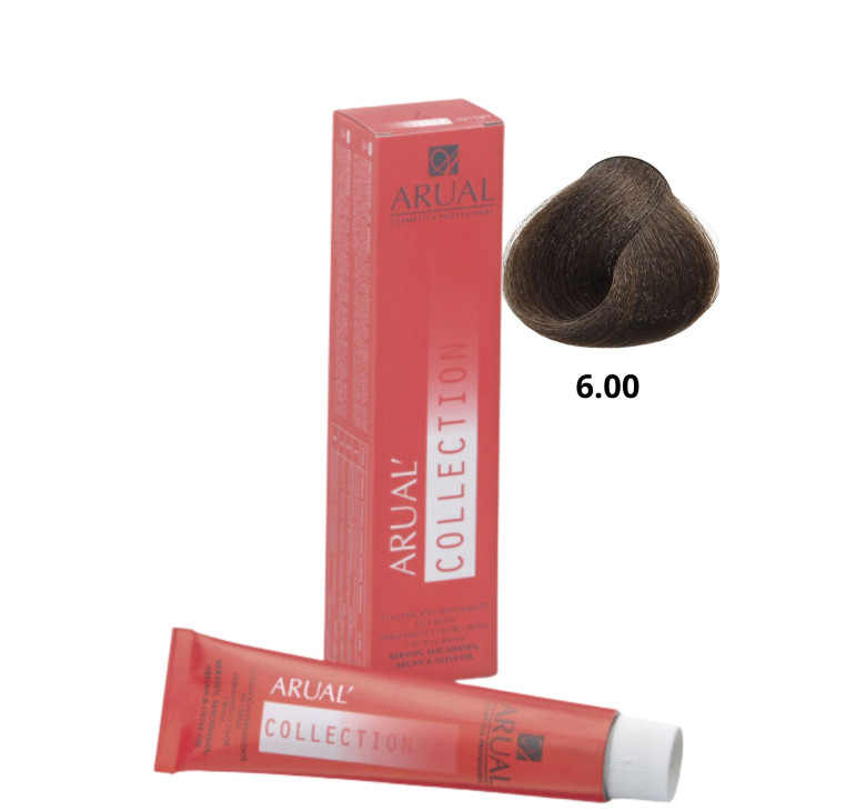 Фарба для волосся Permanent Coloration ARUAL Collection 6.00 -  інтенсивний темний блонд 60мл