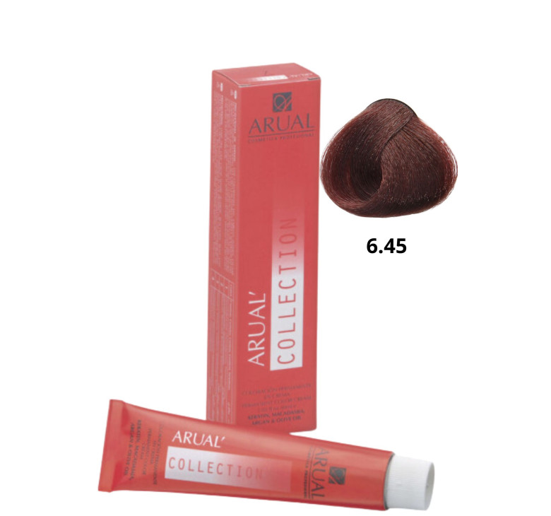 Фарба для волосся Permanent Coloration ARUAL Collection 6.45 - темний мідно-русий махагон 60мл