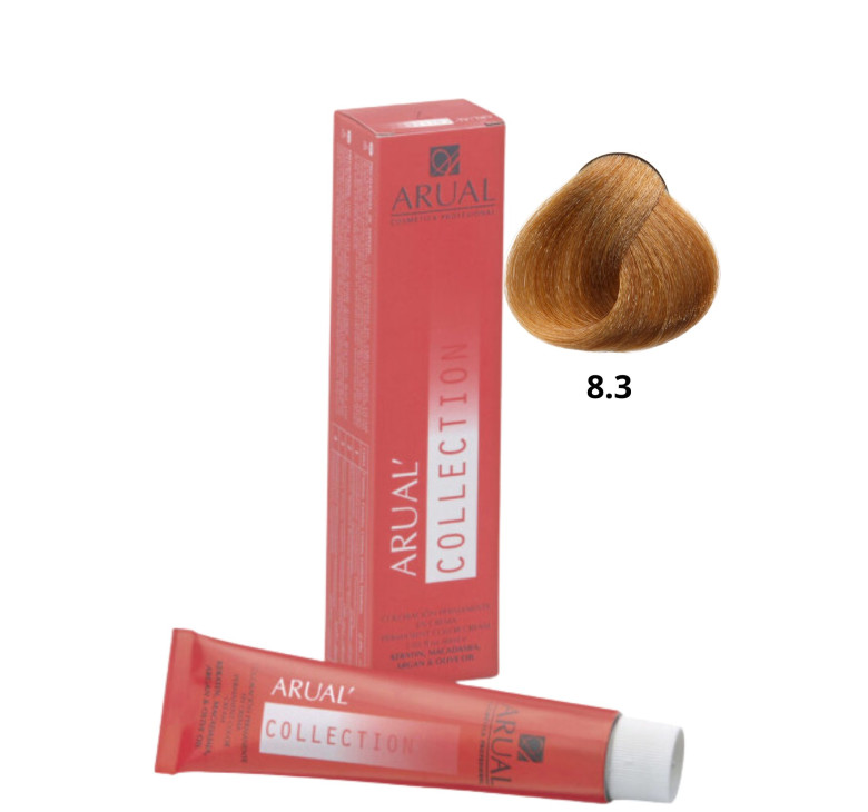 Фарба для волосся Permanent Coloration ARUAL Collection 8.3 - світлий золотистий блонд 60мл