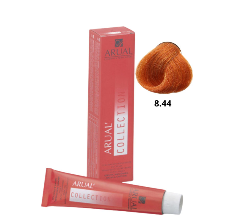 Фарба для волосся Permanent Coloration ARUAL Collection 8.44 - інтенсивний мідний блонд 60мл