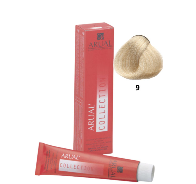 Фарба для волосся Permanent Coloration ARUAL Collection 9 - дуже світлий блонд 60мл