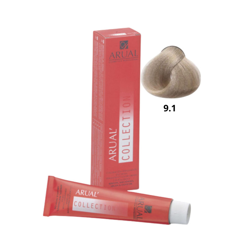 Фарба для волосся Permanent Coloration ARUAL Collection 9.1 - дуже світлий попелястий блонд 60мл