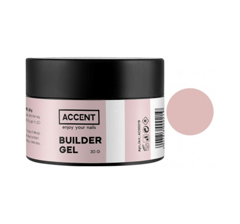 Гель для моделювання 004 Беж Accent Builder Gel Beige 30 г 