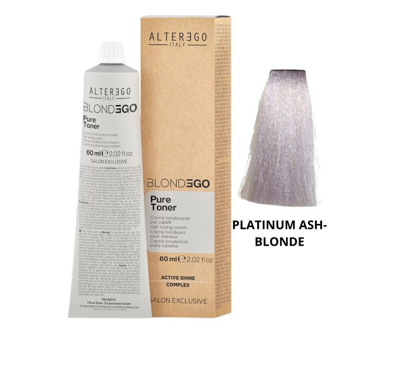 Крем-фарба тонуюча без амоніаку платина Alter Ego Blonde Ego Pure toner PLATINUM ASH-BLONDE 60мл