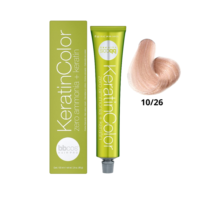 Крем-краска для волос безаммиачная BBcos Keratin Color 10/26 блондин экстра светлый розовый 100мл