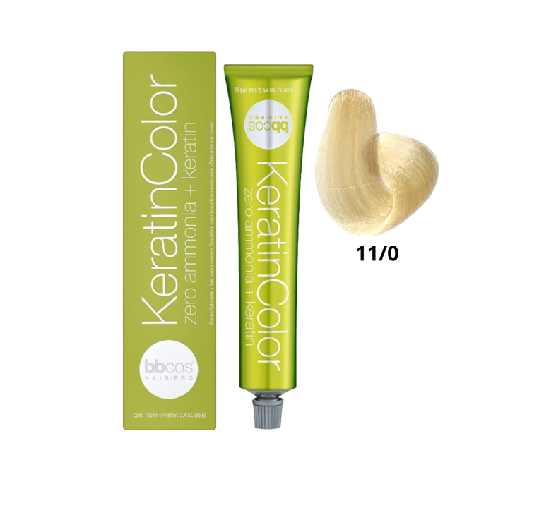 Крем-краска для волос безаммиачная BBcos Keratin Color 11/0 блондин очень светлый 100мл