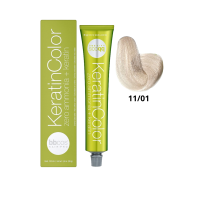 Крем-краска для волос безаммиачная BBcos Keratin Color 11/01 блондин очень светлый натуральный пепельный 100мл