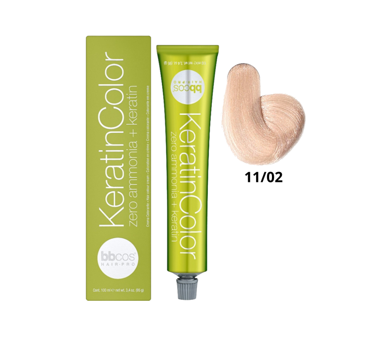 Безаммиачная краска для волос BBcos Keratin Color 11/02 блондин очень светлый жемчужный 100мл