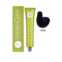 Крем-краска для волос безаммиачная BBcos Keratin Color 1/11 сине-черный 100мл