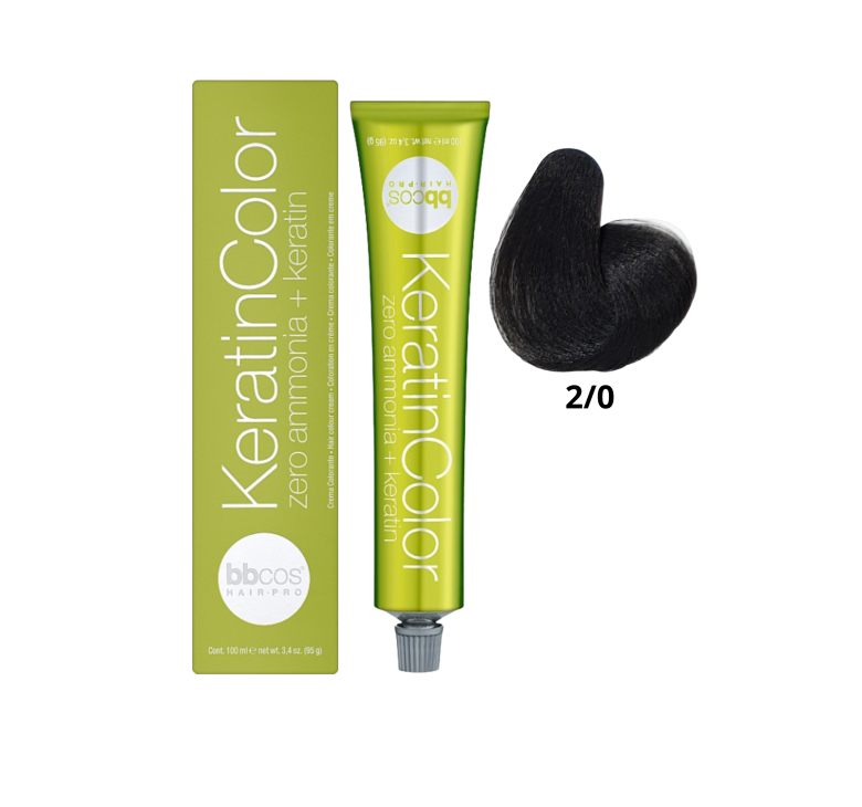 Крем-краска для волос безаммиачная BBcos Keratin Color 2/0 коричневая 100мл
