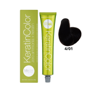 Крем-краска для волос безаммиачная BBcos Keratin Color 4/01 каштановый натуральный пепельный 100мл