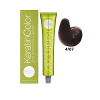 Крем-краска для волос безаммиачная BBcos Keratin Color 4/07 каштановый натуральный табачный 100мл