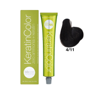 Крем-краска для волос безаммиачная BBcos Keratin Color 4/11 каштановый натуральный интенсивный пепельный 100мл