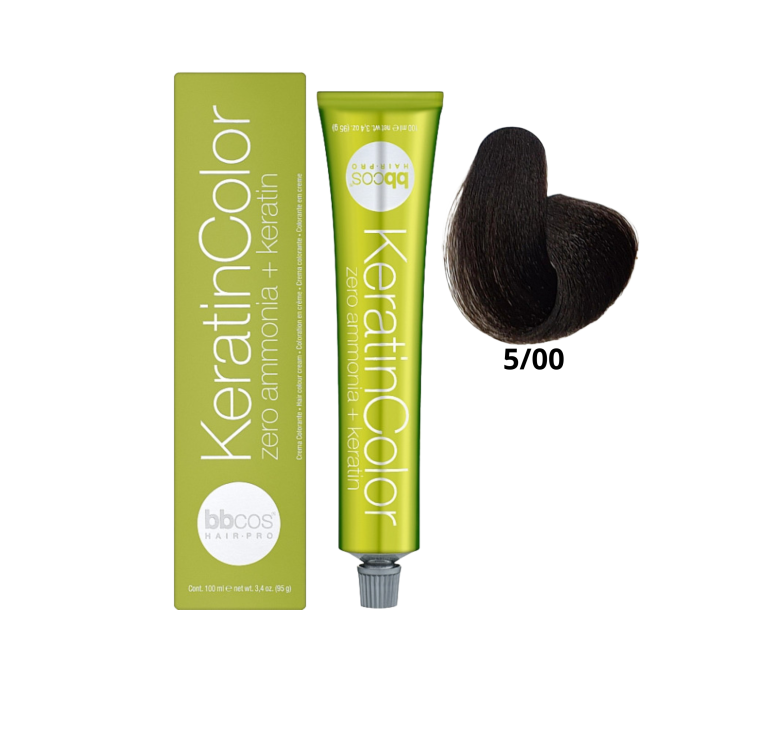 Крем-краска для волос безаммиачная BBcos Keratin Color 5/00 каштановый светлый интенсивный 100мл