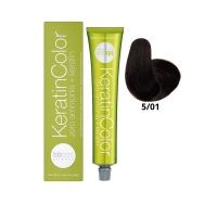 Крем-краска для волос безаммиачная BBcos Keratin Color 5/01 каштановый натуральный светло-пепельный 100мл