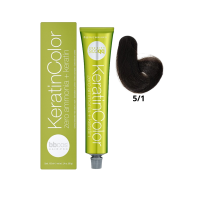 Крем-краска для волос безаммиачная BBcos Keratin Color 5/1 каштановый светло-пепельный 100мл