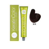 Крем-краска для волос безаммиачная BBcos Keratin Color 5/3 каштановый светлый золотистый 100мл