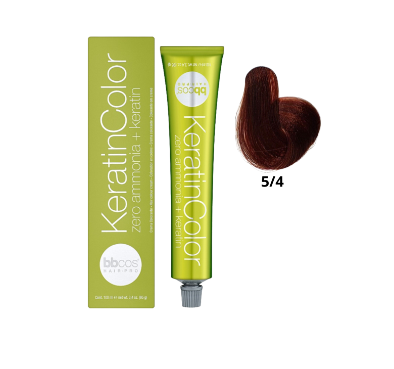 Крем-краска для волос безаммиачная BBcos Keratin Color 5/4 каштановый медный светлый 100мл