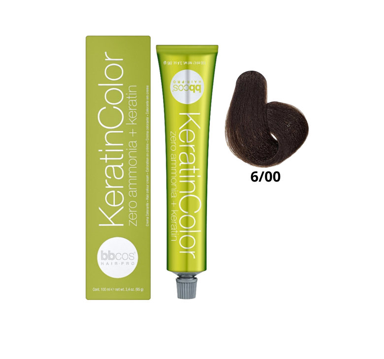 Крем-краска для волос безаммиачная BBcos Keratin Color 6/00 блондин темный интенсивный 100мл