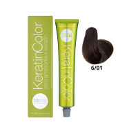 Крем-краска для волос безаммиачная BBcos Keratin Color 6/01 блондин натуральный темно-пепельный 100мл