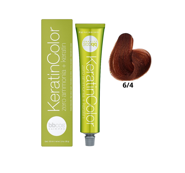 Крем-краска для волос безаммиачная BBcos Keratin Color 6/4 блондин темный медный 100мл