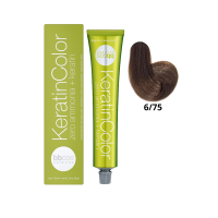 Крем-краска для волос безаммиачная BBcos Keratin Color 6/75 блондин темный шоколадный 100мл