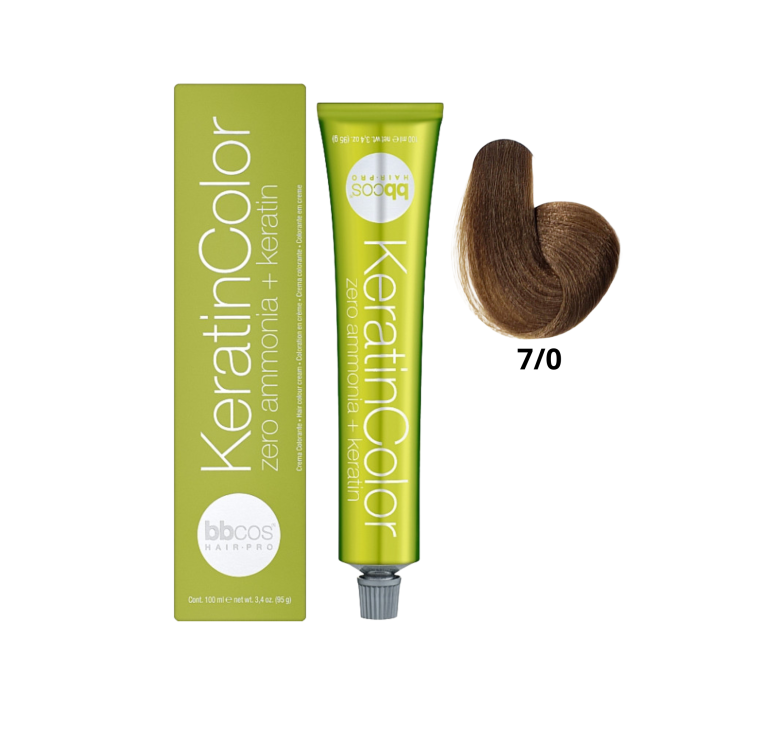 Крем-краска для волос безаммиачная BBcos Keratin Color 7/0 блондин натуральный 100мл