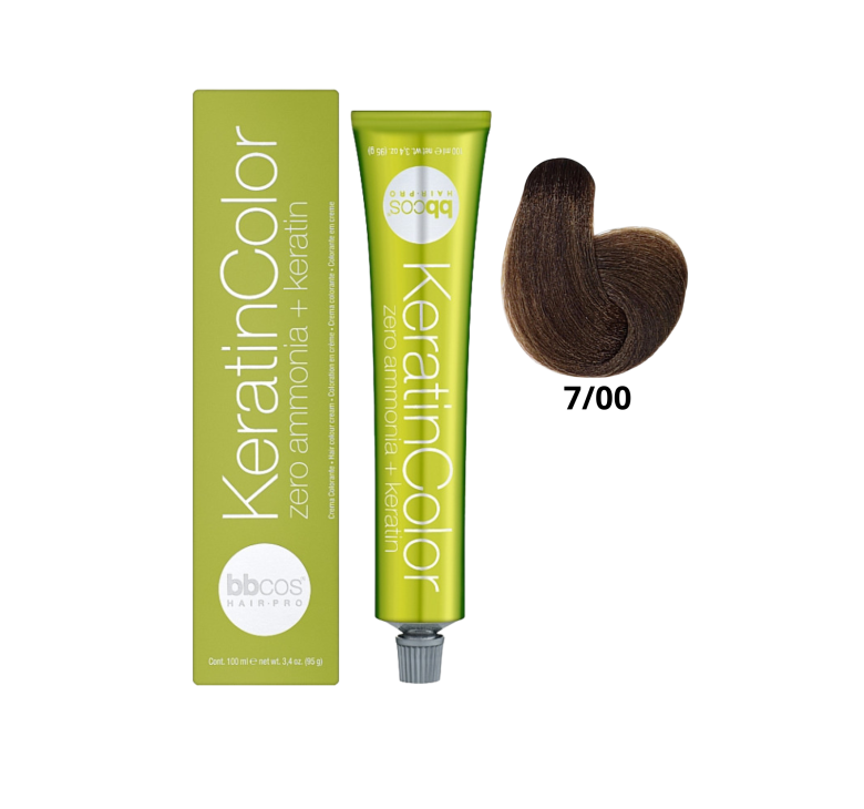Крем-краска для волос безаммиачная BBcos Keratin Color 7/00 блондин натуральный интенсивный 100мл