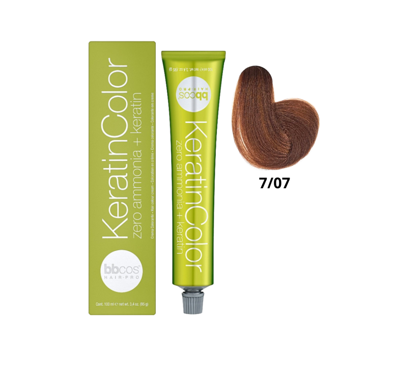 Крем-краска для волос безаммиачная BBcos Keratin Color 7/07 табачный 100мл