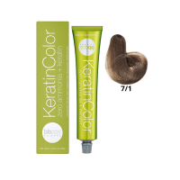 Крем-краска для волос безаммиачная BBcos Keratin Color 7/1 блондин пепельный 100мл