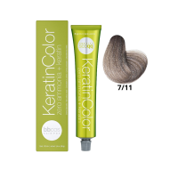 Крем-краска для волос безаммиачная BBcos Keratin Color 7/11 блондин натуральный интенсивный пепельный 100мл