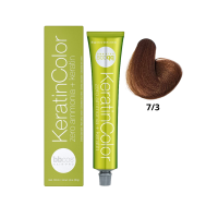 Крем-краска для волос безаммиачная BBcos Keratin Color 7/3 золотистый блондин 100мл