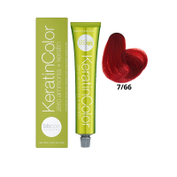 Крем-краска для волос безаммиачная BBcos Keratin Color 7/66 блондин красный интенсивный 100мл
