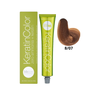 Крем-краска для волос безаммиачная BBcos Keratin Color 8/07 светлый табачный 100мл