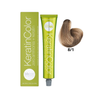 Крем-краска для волос безаммиачная BBcos Keratin Color 8/1 блондин светло-пепельный 100мл