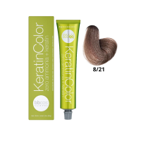 Крем-краска для волос безаммиачная BBcos Keratin Color 8/21 блондин светло-пепельный фиолетовый 100мл