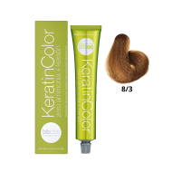 Крем-краска для волос безаммиачная BBcos Keratin Color 8/3 блондин светло-золотистый 100мл