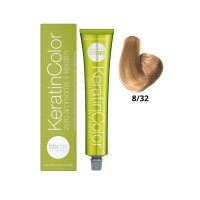 Крем-краска для волос безаммиачная BBcos Keratin Color 8/32 блондин светлый медовый 100мл