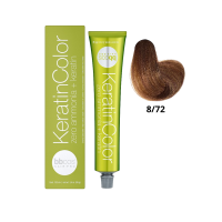 Крем-краска для волос безаммиачная BBcos Keratin Color 8/72 орех светлый 100мл
