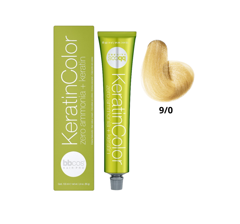 Крем-краска для волос безаммиачная BBcos Keratin Color 9/0 блондин очень светлый 100мл