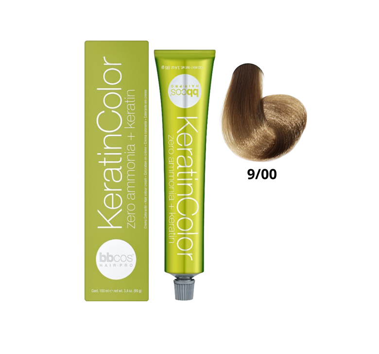 Крем-краска для волос безаммиачная BBcos Keratin Color 9/00 блондин очень светлый интенсивный 100мл